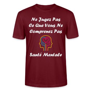 sensibilisation santé mentale - T-shirt bio CRAFTER Stanley Stella Unisexe - bordeaux - Devant - Alina (178cm) & Michal (187cm)