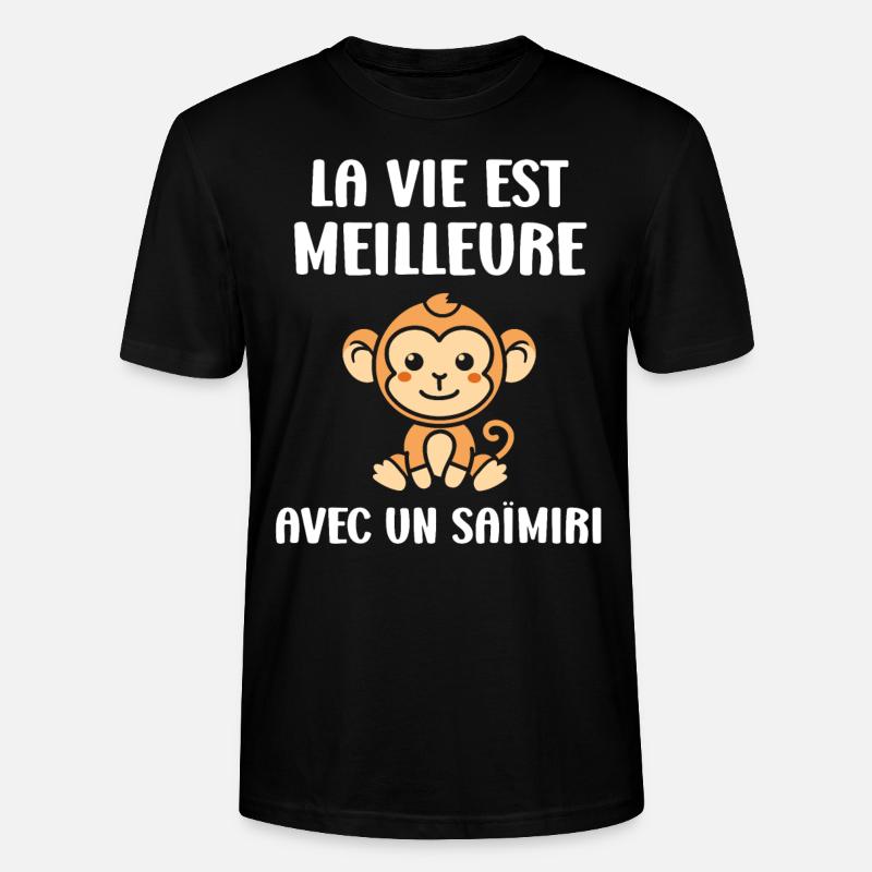 Singe Saïmiri - T-shirt bio CRAFTER Stanley Stella Unisexe - noir