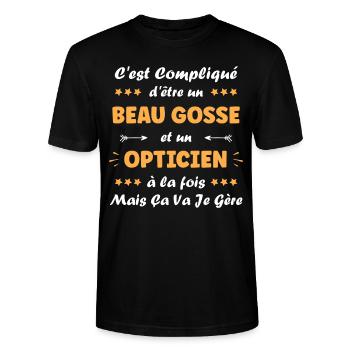 opticien - T-shirt bio CRAFTER Stanley Stella Unisexe - noir - Devant - Alina (178cm) & Michal (187cm)