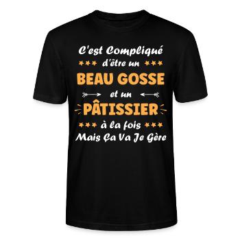 pâtissier - T-shirt bio CRAFTER Stanley Stella Unisexe - noir - Devant - Alina (178cm) & Michal (187cm)