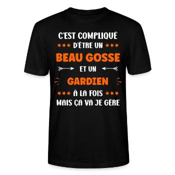 Gardien - T-shirt bio CRAFTER Stanley Stella Unisexe - noir - Devant - Alina (178cm) & Michal (187cm)