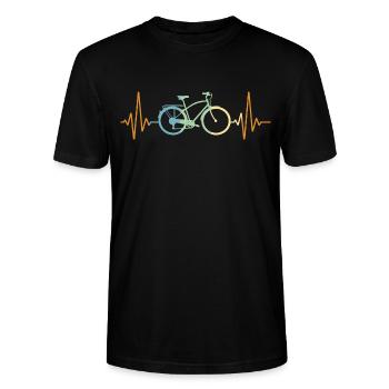 Fahrrad Fahrradfahrer Herzschlag - Stanley/Stella Unisex Bio-T-Shirt CRAFTER - Schwarz - Vorne - Alina (178cm) & Michal (187cm)