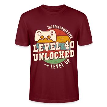 Stufe 40 freigeschaltet – 40. Jahrestag - Stanley/Stella Unisex Bio-T-Shirt CRAFTER - Burgunderrot - Vorne - Alina (178cm) & Michal (187cm)