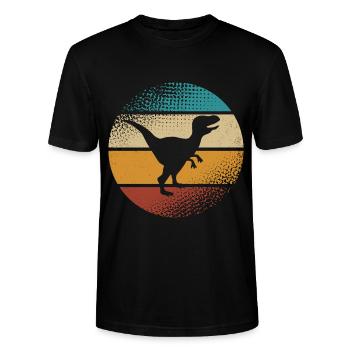 Velociraptor Dino Dinosaurier - Stanley/Stella Unisex Bio-T-Shirt CRAFTER - Schwarz - Vorne - Alina (178cm) & Michal (187cm)