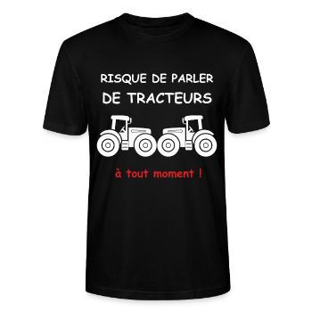 Risque de parler de tracteur - T-shirt bio CRAFTER Stanley Stella Unisexe - noir - Devant - Alina (178cm) & Michal (187cm)