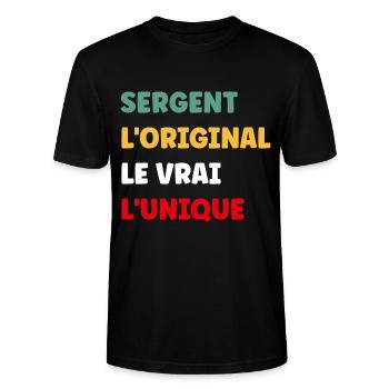 sergent - T-shirt bio CRAFTER Stanley Stella Unisexe - noir - Devant - Alina (178cm) & Michal (187cm)