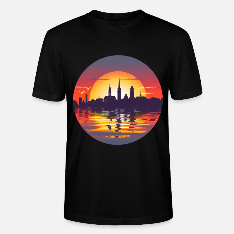 Kiel Skyline - Stanley/Stella Unisex Bio-T-Shirt CRAFTER - Schwarz