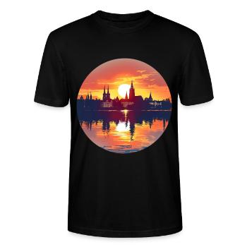 Nürnberg Skyline - Stanley/Stella Unisex Bio-T-Shirt CRAFTER - Schwarz - Vorne - Alina (178cm) & Michal (187cm)