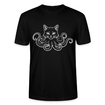 Chat Pieuvre - T-shirt bio CRAFTER Stanley Stella Unisexe - noir - Devant - Alina (178cm) & Michal (187cm)