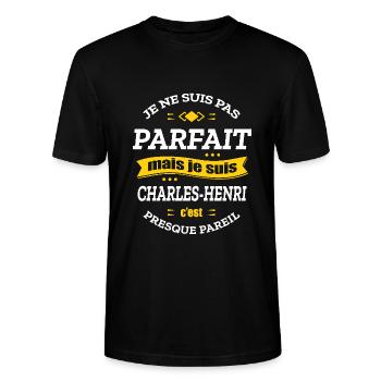CHARLES-HENRI PARFAIT - PRENOM CHARLES-HENRI - T-shirt bio CRAFTER Stanley Stella Unisexe - noir - Devant - Alina (178cm) & Michal (187cm)