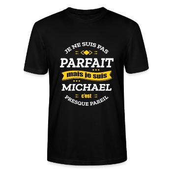 MICHAEL PARFAIT - PRENOM MICHAEL - T-shirt bio CRAFTER Stanley Stella Unisexe - noir - Devant - Alina (178cm) & Michal (187cm)