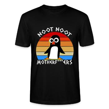 Noot Noot Pingu Meme Motherf - Stanley/Stella Unisex Bio-T-Shirt CRAFTER - Schwarz - Vorne - Alina (178cm) & Michal (187cm)