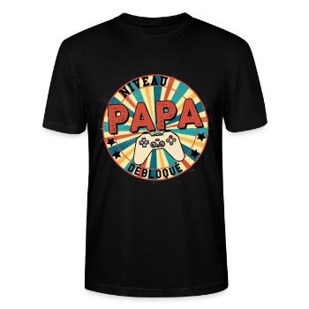 Papa, idée cadeau humour papa débloqué - T-shirt bio CRAFTER Stanley Stella Unisexe - noir - Devant - Alina (178cm) & Michal (187cm)