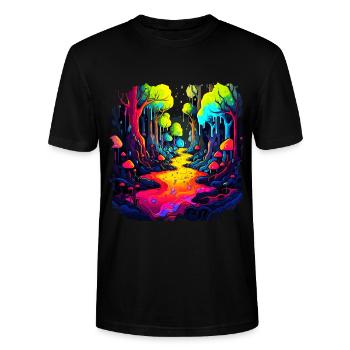 Réchauffement climatique - Style psychodélique - T-shirt bio CRAFTER Stanley Stella Unisexe - noir - Devant - Alina (178cm) & Michal (187cm)