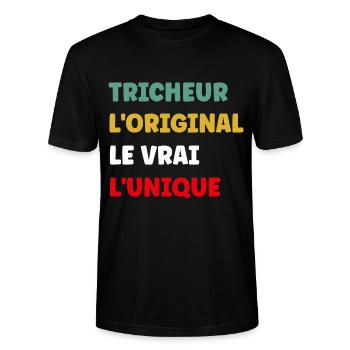 L'original le vrai l'unique tricheur - T-shirt bio CRAFTER Stanley Stella Unisexe - noir - Devant - Alina (178cm) & Michal (187cm)