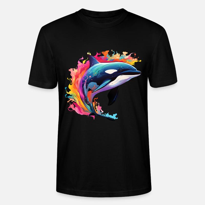 Bunter Schwertwal Orca - Stanley/Stella Unisex Bio-T-Shirt CRAFTER - Schwarz
