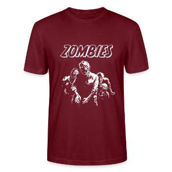 ZOMBIES - Bande dessinée rétro - Cadeau d’Halloween d’horreur - T-shirt bio CRAFTER Stanley Stella Unisexe - bordeaux - Devant - Alina (178cm) & Michal (187cm)