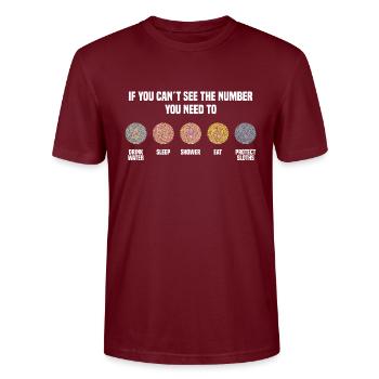 Ishihara Numbers - Protect Sloths - Stanley/Stella CRAFTER Unisex Organic T-Shirt - burgundy - Front - Alina (178cm) & Michal (187cm)