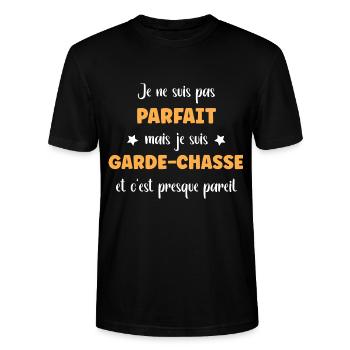 Je ne suis pas parfait mais Garde chasse - T-shirt bio CRAFTER Stanley Stella Unisexe - noir - Devant - Alina (178cm) & Michal (187cm)