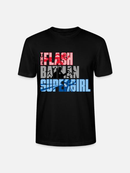 The Flash Schriftzug Mit Batman Und Supergirl - Stanley/Stella Unisex Bio-T-Shirt CRAFTER - Schwarz