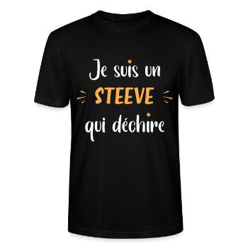 Je suis un steeve - T-shirt bio CRAFTER Stanley Stella Unisexe - noir - Devant - Alina (178cm) & Michal (187cm)