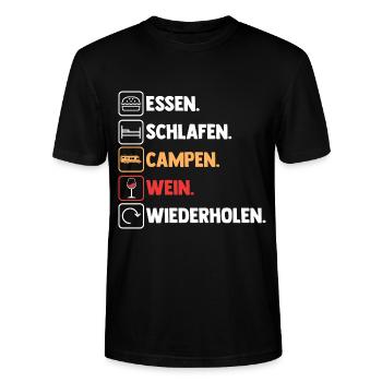 Wohnmobil Wohnwagen Wein Camper Camping - Stanley/Stella Unisex Bio-T-Shirt CRAFTER - Schwarz - Vorne - Alina (178cm) & Michal (187cm)