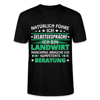Ich führe Selbstgespräche - Landwirt Edition - Stanley/Stella Unisex Bio-T-Shirt CRAFTER - Schwarz - Vorne - Alina (178cm) & Michal (187cm)