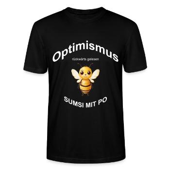 Optimismus rückwärts gelesen Sumsi mit Po - Stanley/Stella Unisex Bio-T-Shirt CRAFTER - Schwarz - Vorne - Alina (178cm) & Michal (187cm)