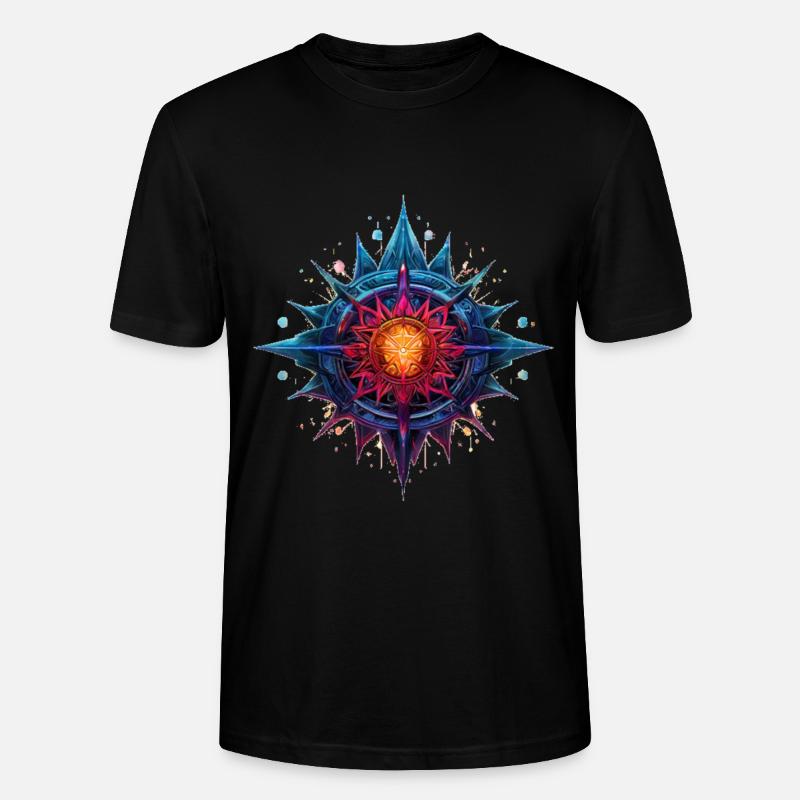Bunte Blume oder Stern - Stanley/Stella Unisex Bio-T-Shirt CRAFTER - Schwarz