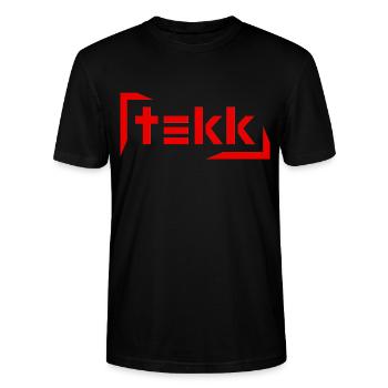 Hardtekk - Tekk - Techno - Tekk Schriftzug - Stanley/Stella Unisex Bio-T-Shirt CRAFTER - Schwarz - Vorne - Alina (178cm) & Michal (187cm)