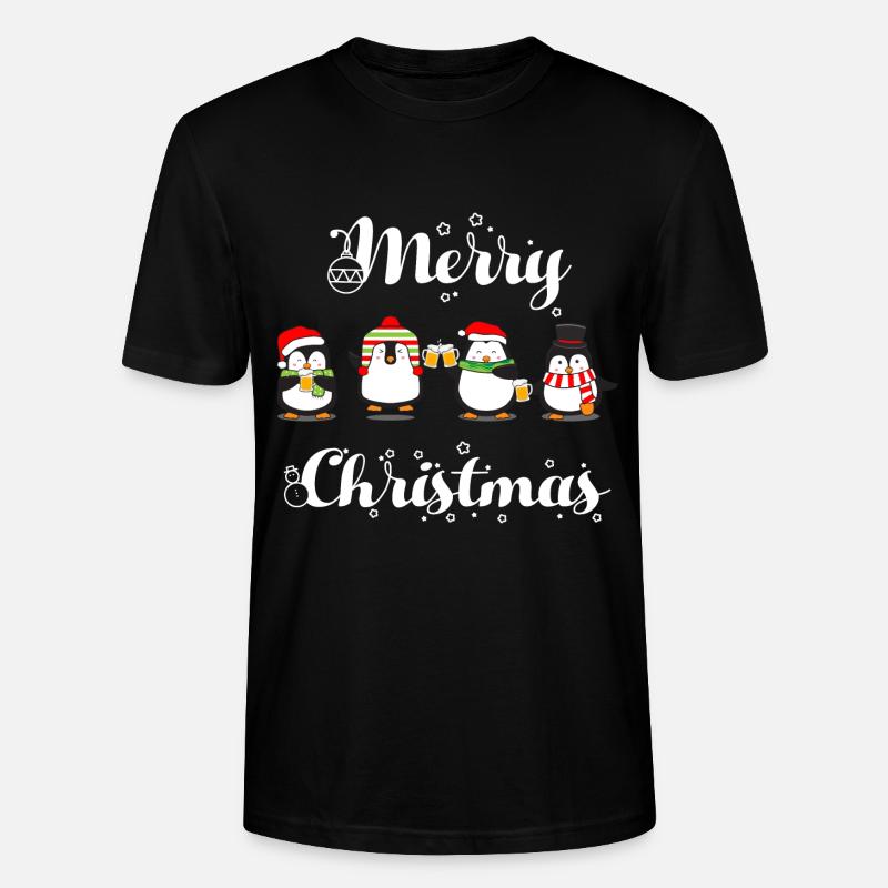 Merry Christmas Pinguin Bier - Stanley/Stella Unisex Bio-T-Shirt CRAFTER - Schwarz