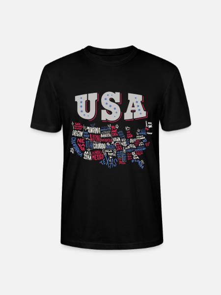 USA Map U.S. states America - Stanley/Stella CRAFTER Unisex Organic T-Shirt - black