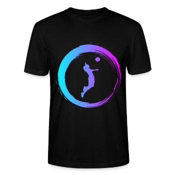 Sporty Hobby Leidenschaft Volleyball - Stanley/Stella Unisex Bio-T-Shirt CRAFTER - Schwarz - Vorne - Alina (178cm) & Michal (187cm)