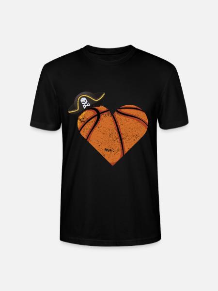 Basketball Heart Pirate Gift - Stanley/Stella CRAFTER Unisex Organic T-Shirt - black
