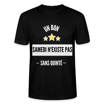 Un bon samedi n'existe pas sans quinté! - T-shirt bio CRAFTER Stanley Stella Unisexe - noir - Devant - Alina (178cm) & Michal (187cm)
