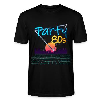 Party 80er Jahre Retro Jahre Synthesizer - Stanley/Stella Unisex Bio-T-Shirt CRAFTER - Schwarz - Vorne - Alina (178cm) & Michal (187cm)