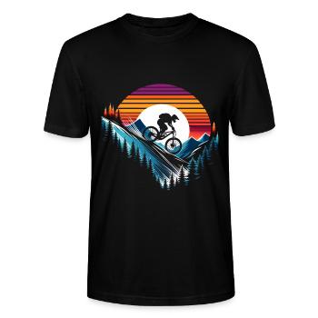 Biker MTB Mountainbike Vintage Geschenk Männer - Stanley/Stella Unisex Bio-T-Shirt CRAFTER - Schwarz - Vorne - Alina (178cm) & Michal (187cm)