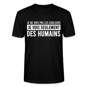 Racisme / Anti racisme / antiraciste / couleur - T-shirt bio CRAFTER Stanley Stella Unisexe - noir - Devant - Alina (178cm) & Michal (187cm)