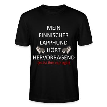 Finnischer Lapphund Hütehund Lapinkoira Hund - Stanley/Stella Unisex Bio-T-Shirt CRAFTER - Schwarz - Vorne - Alina (178cm) & Michal (187cm)