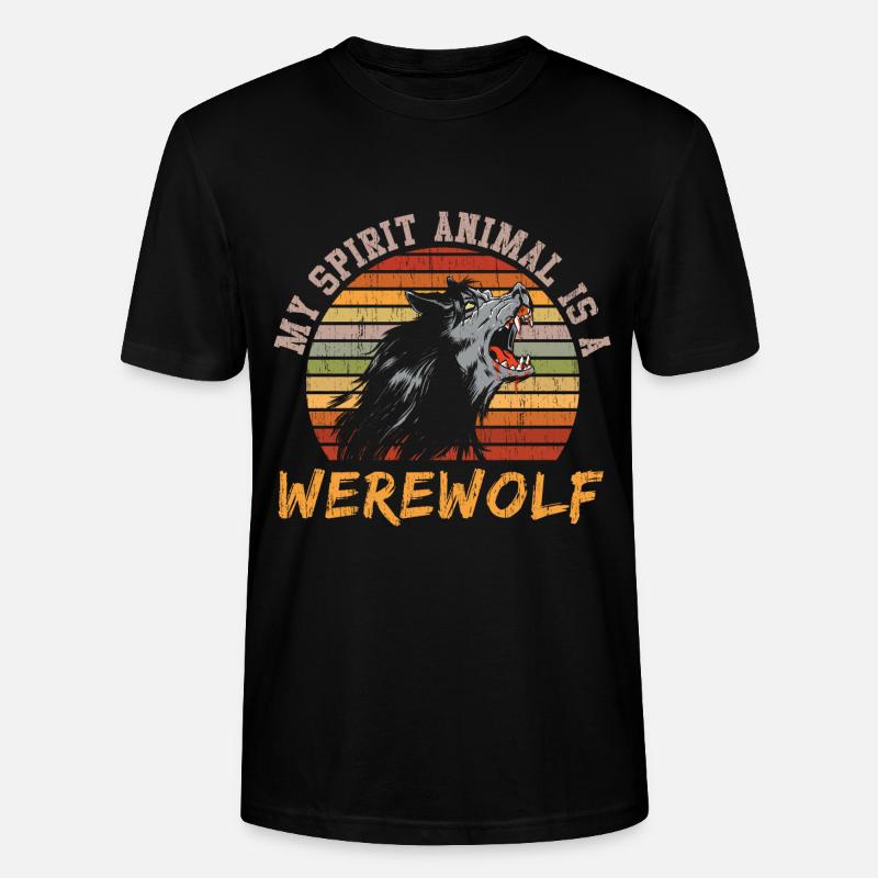 Mein Geistes Tier ist Werwolf - Stanley/Stella Unisex Bio-T-Shirt CRAFTER - Schwarz