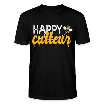 happy-culteur Cadeau humour apiculteur abeille - T-shirt bio CRAFTER Stanley Stella Unisexe - noir - Devant - Alina (178cm) & Michal (187cm)