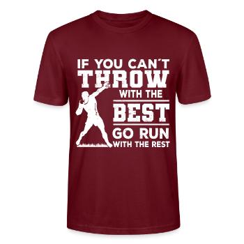 Shot put - Stanley/Stella CRAFTER Unisex Organic T-Shirt - burgundy - Front - Alina (178cm) & Michal (187cm)