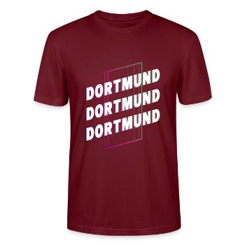 Dortmund Allemagne City Font Skyline Accueil - T-shirt bio CRAFTER Stanley Stella Unisexe - bordeaux - Devant - Alina (178cm) & Michal (187cm)
