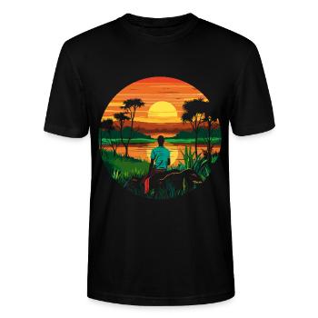 Travel Africa - Stanley/Stella CRAFTER Unisex Organic T-Shirt - black - Front - Alina (178cm) & Michal (187cm)