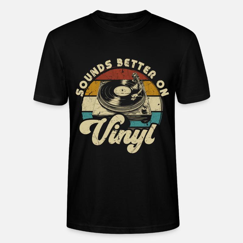 vinyle vinyle musique platine rétro - T-shirt bio CRAFTER Stanley Stella Unisexe - noir