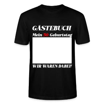 Jubiläumsfest - Mein Gästebuch zum 50. Geburtstag - Stanley/Stella Unisex Bio-T-Shirt CRAFTER - Schwarz - Vorne - Alina (178cm) & Michal (187cm)
