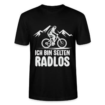 Selten Radlos Fahrrad Mountainbike Radsport MTB - Stanley/Stella Unisex Bio-T-Shirt CRAFTER - Schwarz - Vorne - Alina (178cm) & Michal (187cm)