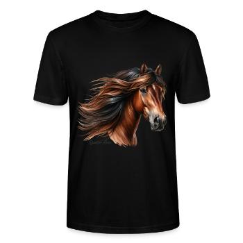 Quarter Horse - Stanley/Stella CRAFTER Unisex Organic T-Shirt - black - Front - Alina (178cm) & Michal (187cm)