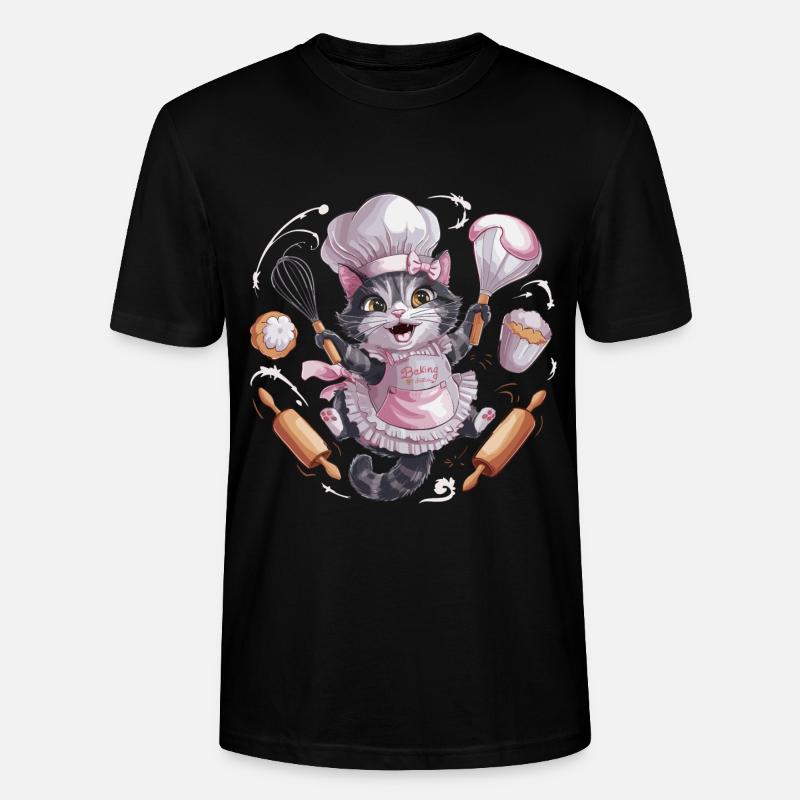 Liebenswerte Katze beim Backen - Stanley/Stella Unisex Bio-T-Shirt CRAFTER - Schwarz