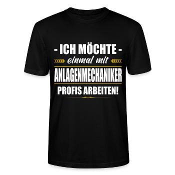 Einmal Mit Anlagenmechaniker Profis Arbeiten - Stanley/Stella Unisex Bio-T-Shirt CRAFTER - Schwarz - Vorne - Alina (178cm) & Michal (187cm)